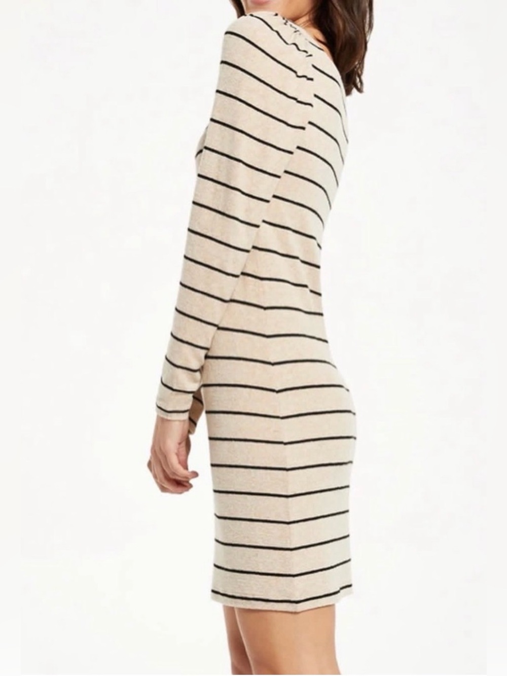 Z Supply Loren Stripe Marled Dress Oatmeal Black Fall Thanksgiving M